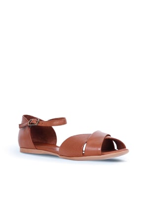 Bueno Shoes Kahverengi Deri Kadın Düz Sandalet 01wl1217