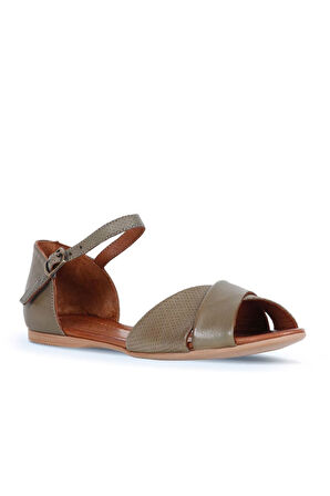 Bueno Shoes Yeşil Deri Kadın Düz Sandalet 01wl1217