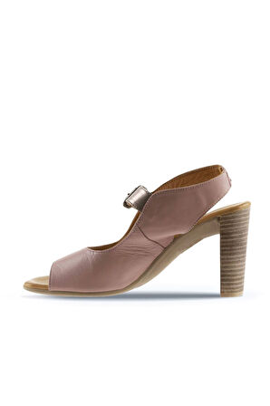 Bueno Shoes Gül Kurusu Vizon Deri Kadın Topuklu Sandalet 01wn4108