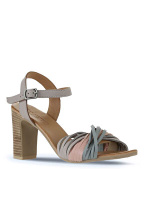 Bueno Shoes Mavi Deri Kadın Topuklu Sandalet 01wn4302