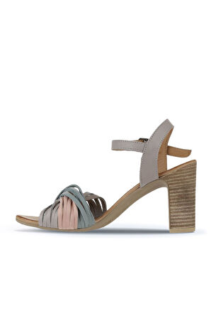 Bueno Shoes Mavi Deri Kadın Topuklu Sandalet 01wn4302