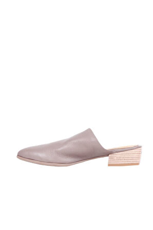 Bueno Shoes Gri Deri Kadın Topuklu Terlik 01wq2603