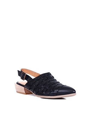 Bueno Shoes Siyah Deri Kadın Topuklu Sandalet 01wq2605