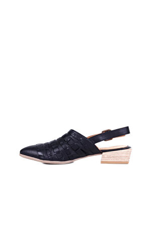 Bueno Shoes Siyah Deri Kadın Topuklu Sandalet 01wq2605