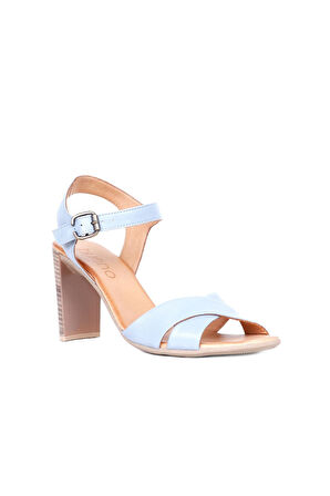 Bueno Shoes Mavi Deri Kadın Topuklu Sandalet 01wq4202