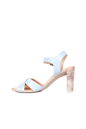 Bueno Shoes Mavi Deri Kadın Topuklu Sandalet 01wq4202