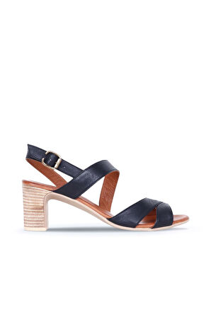 Bueno Shoes Siyah Khv-bej Deri Kadın Topuklu Sandalet 01wq8503