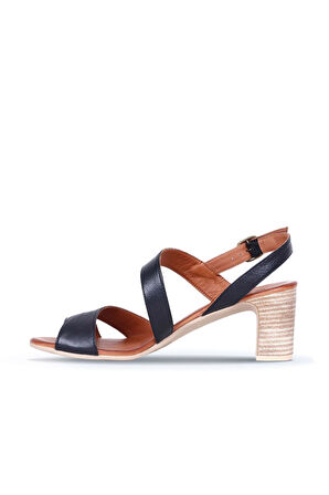Bueno Shoes Siyah Khv-bej Deri Kadın Topuklu Sandalet 01wq8503