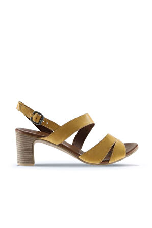 Bueno Shoes Sarı Deri Kadın Topuklu Sandalet 01wq8503