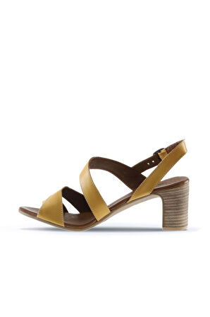 Bueno Shoes Sarı Deri Kadın Topuklu Sandalet 01wq8503
