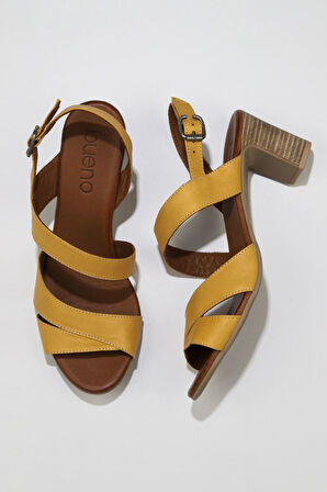 Bueno Shoes Sarı Deri Kadın Topuklu Sandalet 01wq8503
