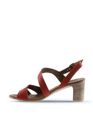 Bueno Shoes Kırmızı Deri Kadın Topuklu Sandalet 01wq8503