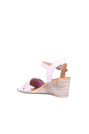 Bueno Shoes Pembe Deri Kadın Dolgu Topuklu Sandalet 01wq8601