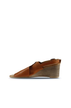 Bueno Shoes Taba Deri Kadın Dolgu Topuklu Sandalet 01wq8603