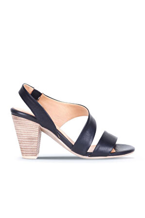 Bueno Shoes Siyah Deri Kadın Topuklu Sandalet 01ws6700