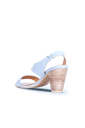 Bueno Shoes Mavi Deri Kadın Topuklu Sandalet 01ws6700