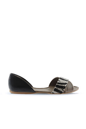 Bueno Shoes Gri Siyah Deri Kadın Sandalet 01wj2122
