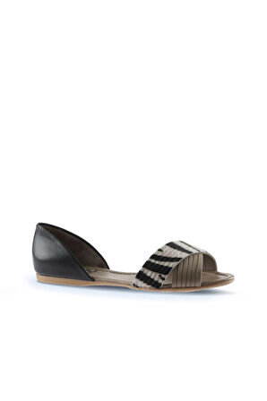 Bueno Shoes Gri Siyah Deri Kadın Sandalet 01wj2122