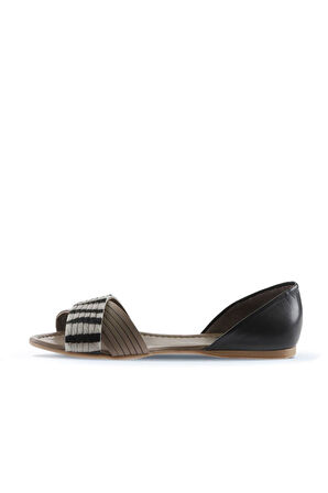 Bueno Shoes Gri Siyah Deri Kadın Sandalet 01wj2122