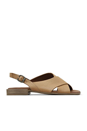 Bueno Shoes Bej Deri Kadın Düz Sandalet 01wq5618