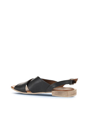 Bueno Shoes Siyah Khv-bej Deri Kadın Düz Sandalet 01wq5618