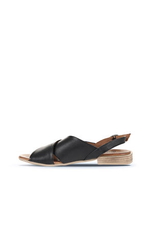 Bueno Shoes Siyah Khv-bej Deri Kadın Düz Sandalet 01wq5618