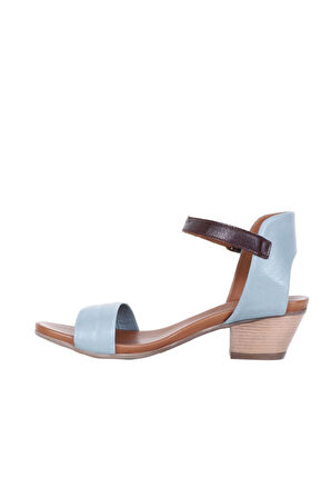 Bueno Shoes Mavi Deri Kadın Topuklu Sandalet 01wj1802