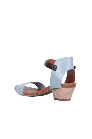 Bueno Shoes Mavi Deri Kadın Topuklu Sandalet 01wj1802