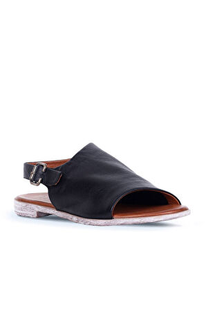 Bueno Shoes Siyah Deri Kadın Sandalet 01wn5000
