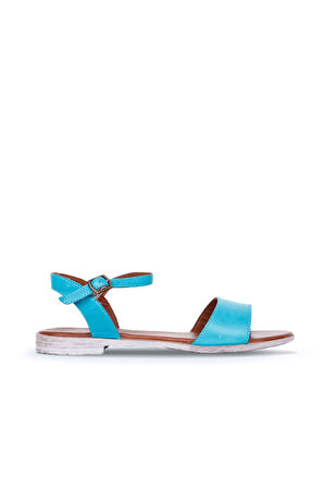 Bueno Shoes Turkuaz Deri Kadın Düz Sandalet 01wn5003
