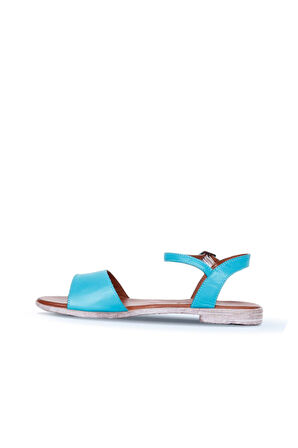 Bueno Shoes Turkuaz Deri Kadın Düz Sandalet 01wn5003