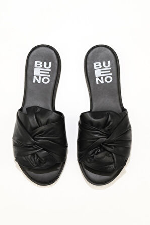 Bueno Shoes Siyah Deri Kadın Düz Terlik 01wn5040