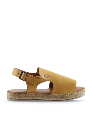 Sarı Deri Kadın Espadril Sandalet