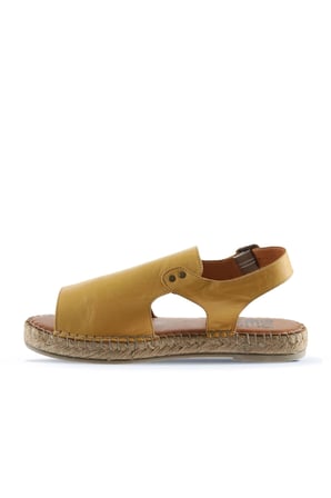 Sarı Deri Kadın Espadril Sandalet