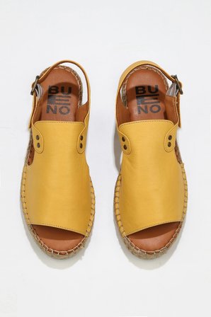 Sarı Deri Kadın Espadril Sandalet