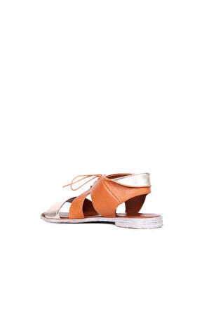 Bueno Shoes Altın Taba Deri Kadın Sandalet 01wq2000