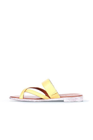 Bueno Shoes Sarı Deri Kadın Parmak Arası Terlik 01wq2012