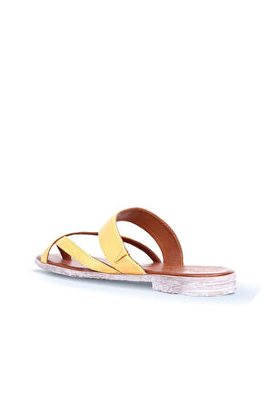 Bueno Shoes Sarı Deri Kadın Parmak Arası Terlik 01wq2012