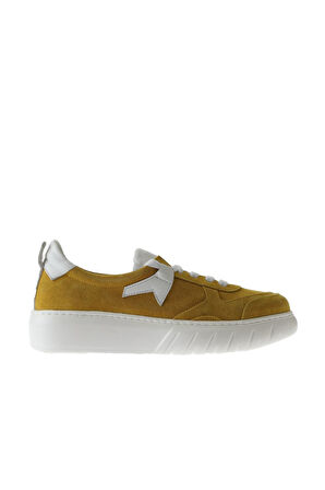 Bueno Shoes Sarı Beyaz Deri Kadın Dolgu Topuklu Ayakkabı 01wq4906