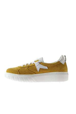 Bueno Shoes Sarı Beyaz Deri Kadın Dolgu Topuklu Ayakkabı 01wq4906
