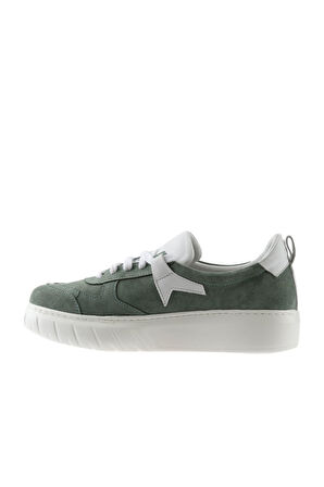 Bueno Shoes Haki Beyaz Deri Kadın Dolgu Topuklu Ayakkabı 01wq4906