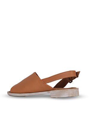Bueno Shoes Taba Koyu Deri Kadın Düz Sandalet 01we2804
