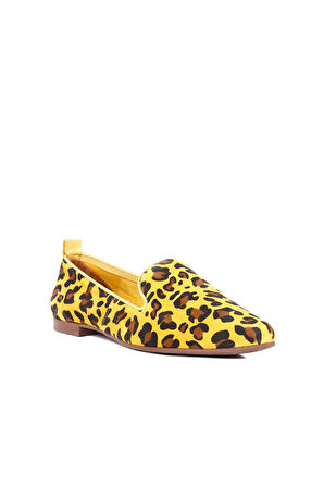 Bueno Shoes Sarı Leo Deri Kadın Az Topuklu Ayakkabı 01ws0706