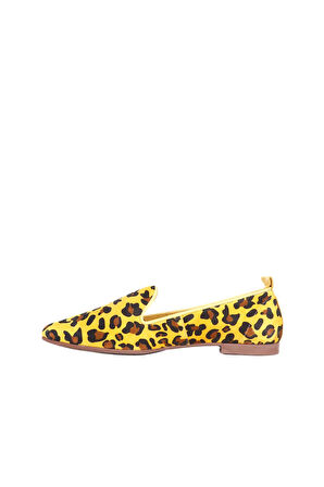 Bueno Shoes Sarı Leo Deri Kadın Az Topuklu Ayakkabı 01ws0706