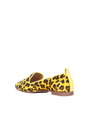 Bueno Shoes Sarı Leo Deri Kadın Az Topuklu Ayakkabı 01ws0706