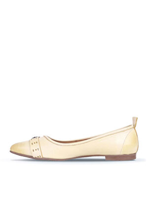 Bueno Shoes Sarı Deri Kadın Az Topuklu Ayakkabı 01ws0718