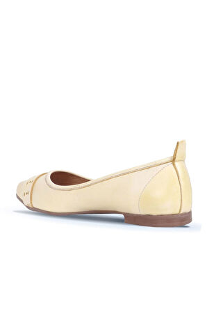 Bueno Shoes Sarı Deri Kadın Az Topuklu Ayakkabı 01ws0718