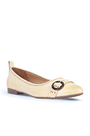 Bueno Shoes Sarı Deri Kadın Az Topuklu Ayakkabı 01ws0718