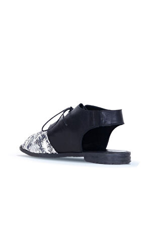 Bueno Shoes Siyah Yılan Deri Kadın Sandalet 01ws2510
