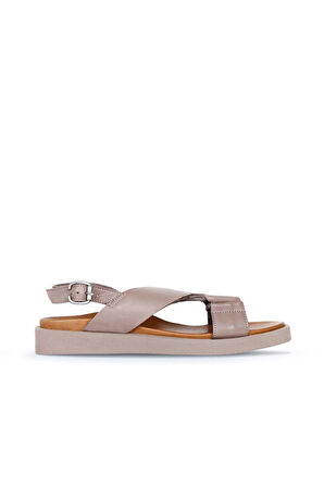 Bueno Shoes Gri Deri Kadın Sandalet 01ws2801